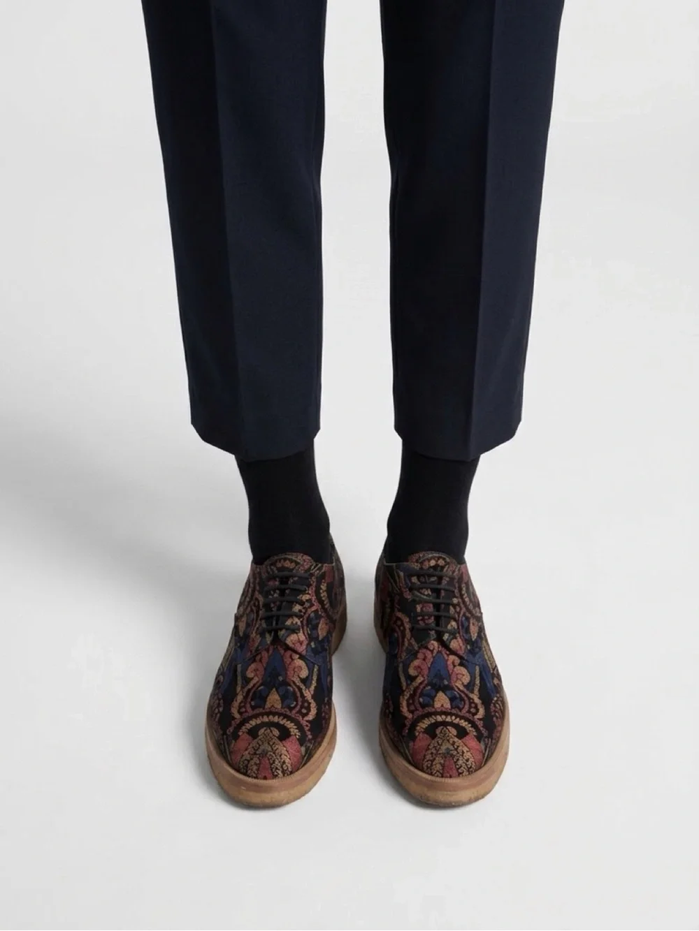 Dries Van Notten jacquard printed oxfords platforms 7.5/37.5 made in Italy